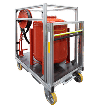 Mobile Löschanlage P 250 auf Rollcontainer. Gut zu sehen ...