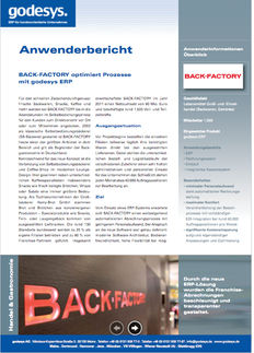BACK-FACTORY optimiert Prozesse mit godesys ERP