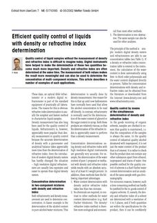 Efficient Quality Control of Liquids with Density or Refractive Index Determination