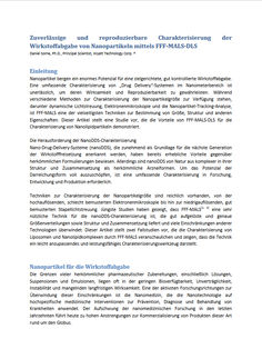 Zuverlässige und reproduzierbare Charakterisierung der Wirkstoffabgabe von Nanopartikeln mittels FFF-MALS-DLS