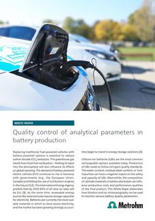 Quality control of analytical parameters in battery production