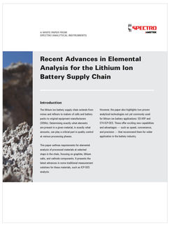 Recent Advances in Elemental Analysis for the Lithium Ion Battery Supply Chain