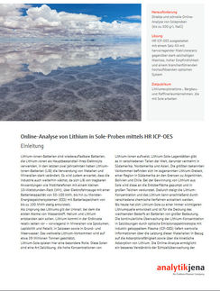 Online-Analyse von Lithium in Sole-Proben mittels HR ICP-OES