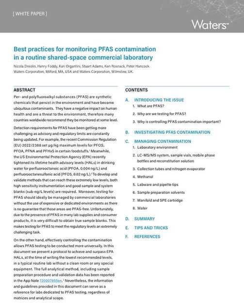 White paper guidelines as reference for PFAS testing across matrices and scopes
