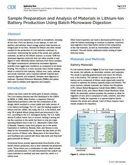 Probenvorbereitung und Analyse von Materialien in der Lithium-Ionen-Batterieproduktion mittels Batch-Mikrowellen-Digestion