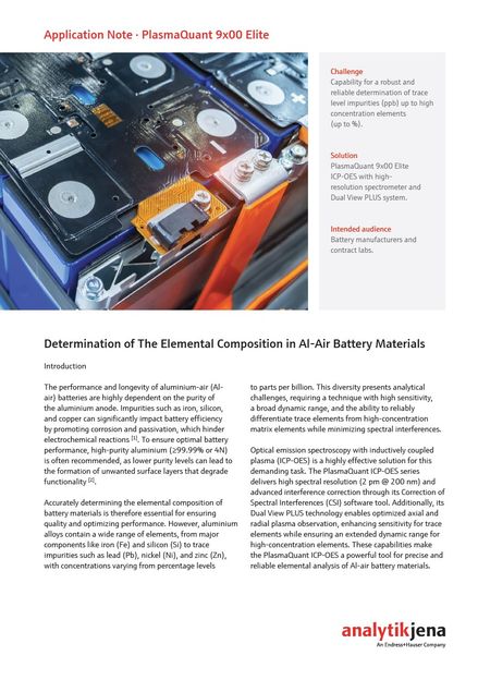 Détermination de la composition élémentaire des matériaux des batteries Al-Air - Garantir une analyse fiable dans une large gamme de matrices d'échantillons complexes