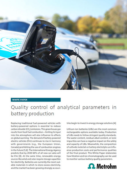 Per saperne di più sull'analisi chimica di importanti parametri di qualità nella produzione di batterie