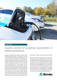 Quality control of analytical parameters in the production of lithium-ion batteries