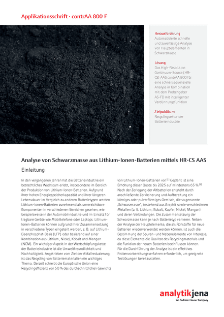 HR-CS AAS for Rapid Sequential Multi-Element Analysis in Recycling